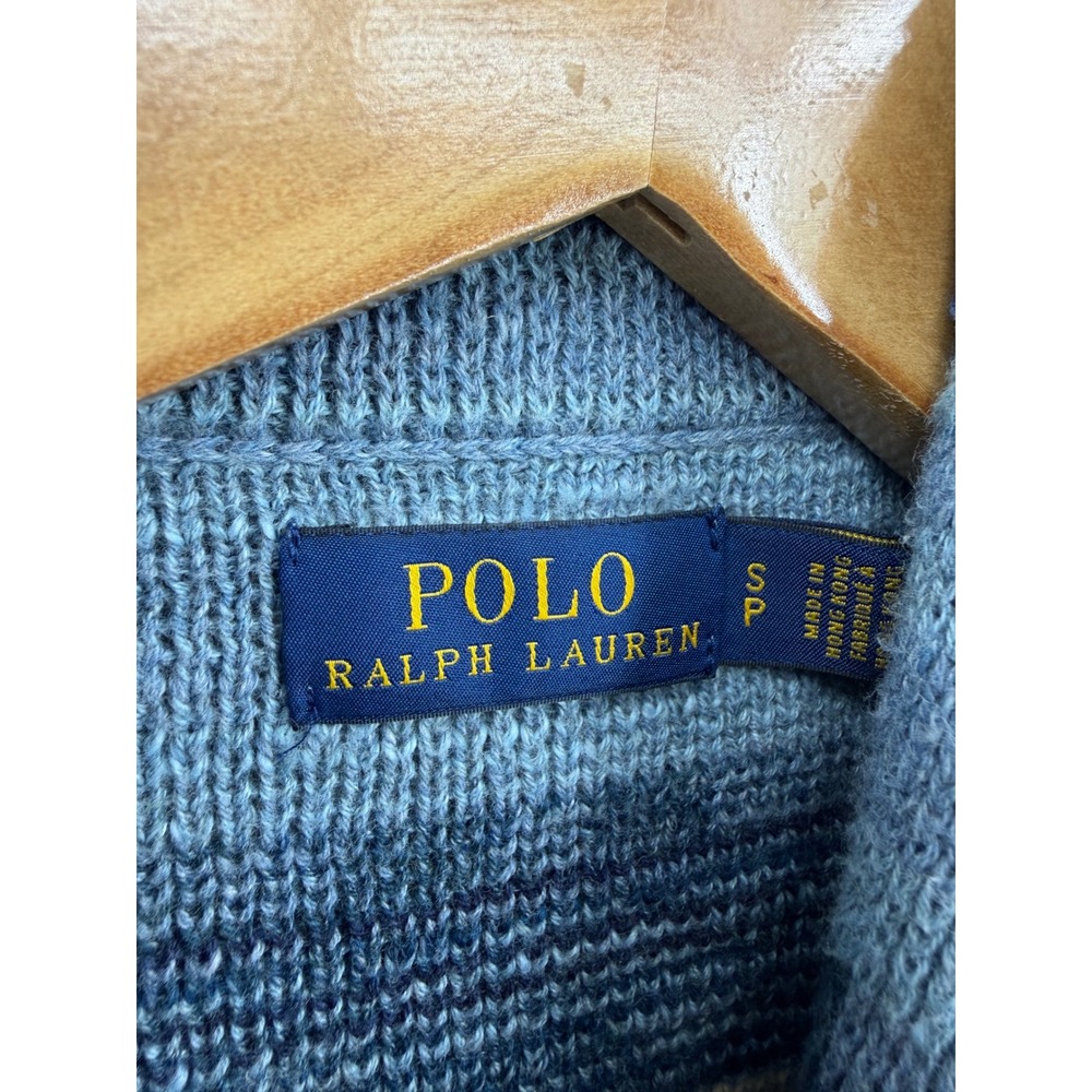 Polo Ralph Lauren Southwestern Cardigan Sweater Women S Blue Aztec Shawl Neck - Picture 3 of 9